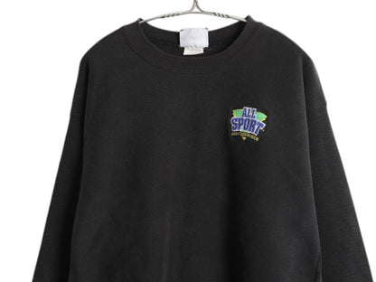 90s USA製 企業 刺繍 スウェット メンズ XXL 古着 オールド ヘビーウェイト トレーナー 裏起毛 クルーネック 大きいサイズ ブラック 企業物
