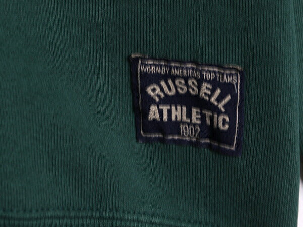 カスタムメイド 90s USA製 ラッセル 無地 ハイネック スウェット メンズ レディース L / オールド RUSSELL トレーナー 前V 裏起毛 緑 1点物