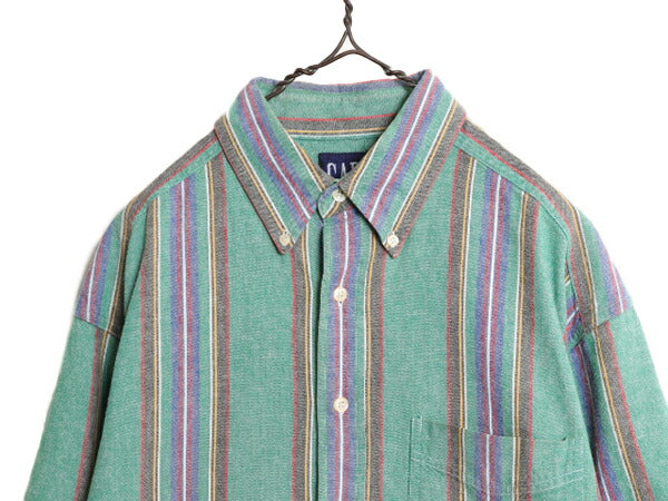 90s OLD GAP オックスフォード ストライプ 長袖 ボタンダウン シャツ メンズ L / 90年代 オールド ギャップ 旧タグ コットン BD BDシャツ