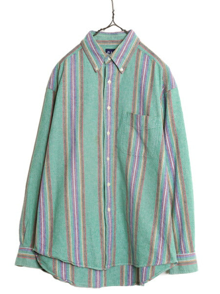 90s OLD GAP オックスフォード ストライプ 長袖 ボタンダウン シャツ メンズ L / 90年代 オールド ギャップ 旧タグ コットン BD BDシャツ