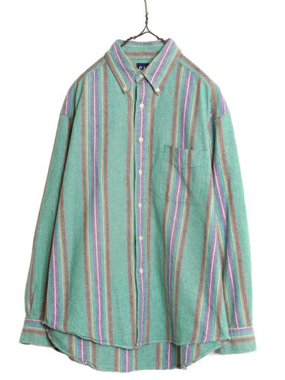 90s OLD GAP オックスフォード ストライプ 長袖 ボタンダウン シャツ メンズ L / 90年代 オールド ギャップ 旧タグ コットン BD BDシャツ
