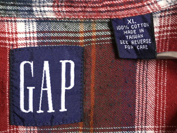 90s OLD GAP チェック 長袖 フランネル シャツ メンズ XL / 90年代 オールド ギャップ ネルシャツ 長袖シャツ 紺タグ 旧タグ 大きいサイズ