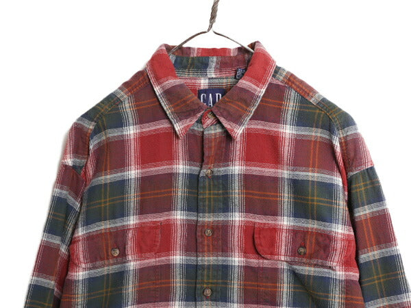90s OLD GAP チェック 長袖 フランネル シャツ メンズ XL / 90年代 オールド ギャップ ネルシャツ 長袖シャツ 紺タグ 旧タグ 大きいサイズ