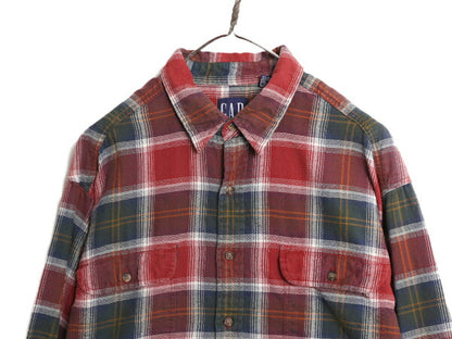 90s OLD GAP チェック 長袖 フランネル シャツ メンズ XL / 90年代 オールド ギャップ ネルシャツ 長袖シャツ 紺タグ 旧タグ 大きいサイズ