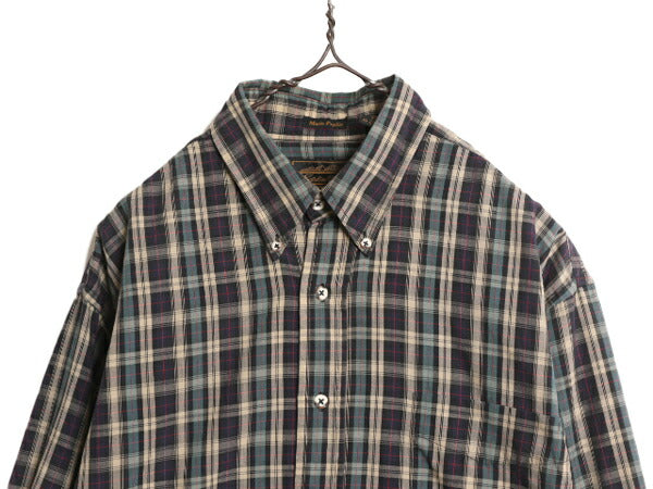 90s USA製 エディーバウアー チェック ボタンダウン シャツ メンズ L 90年代 オールド Eddie Bauer アウトドア 長袖シャツ マルチカラー BD