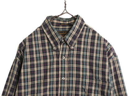 90s USA製 エディーバウアー チェック ボタンダウン シャツ メンズ L 90年代 オールド Eddie Bauer アウトドア 長袖シャツ マルチカラー BD