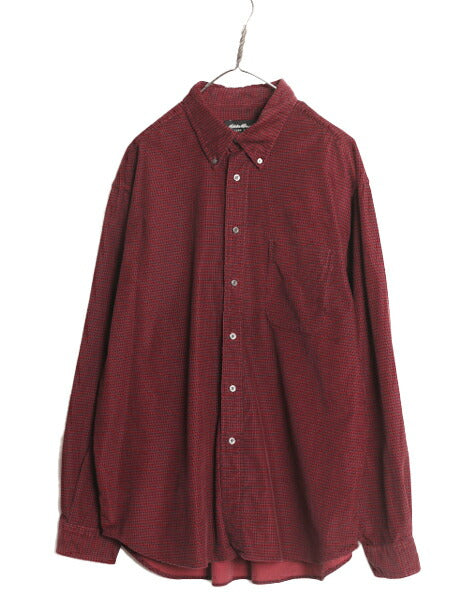 00s エディーバウアー チェック コーデュロイ 長袖 ボタンダウン シャツ メンズ XL 00年代 オールド Eddie Bauer 長袖シャツ 大きいサイズ