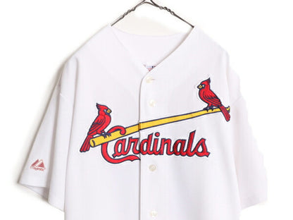 MLB オフィシャル Majestic カージナルス ベースボール シャツ メンズ XL / 古着 ユニフォーム 半袖シャツ ゲームシャツ メジャーリーグ 白