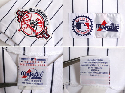 MLB オフィシャル Majestic ヤンキース ベースボール シャツ メンズ L 程 古着 ユニフォーム 半袖シャツ ゲームシャツ メジャーリーグ 野球