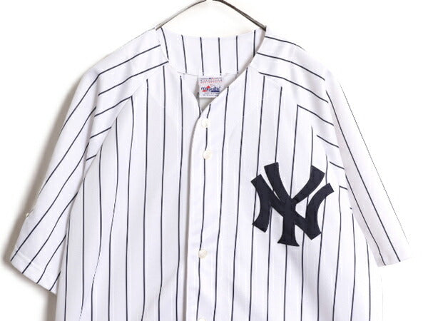 MLB オフィシャル Majestic ヤンキース ベースボール シャツ メンズ L 程 古着 ユニフォーム 半袖シャツ ゲームシャツ メジャーリーグ 野球