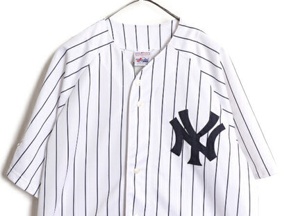 MLB オフィシャル Majestic ヤンキース ベースボール シャツ メンズ L 程 古着 ユニフォーム 半袖シャツ ゲームシャツ メジャーリーグ 野球