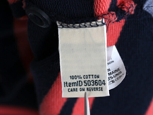 エルエルビーン フード付き 長袖 Tシャツ レディース L 古着 LLBEAN パーカー ロンT ラガーシャツ タイプ プルオーバー ボーダー ツートン