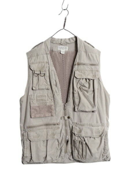 80s バナナリパブリック サファリ ベスト メンズ L 古着 ヴィンテージ Safari&Travel アウトドア ハンティング フィッシング 重ね着 前開き