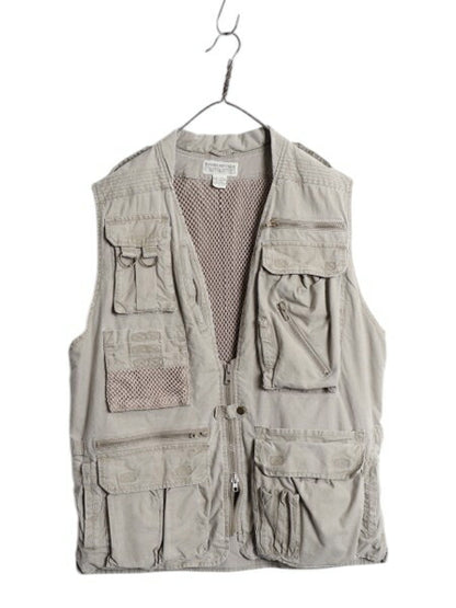 80s バナナリパブリック サファリ ベスト メンズ L 古着 ヴィンテージ Safari&Travel アウトドア ハンティング フィッシング 重ね着 前開き