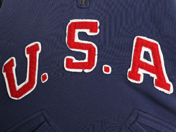 00年代 ポロ ラルフローレン 襟付き スウェット メンズ M オールド トレーナー USA フェルト ワッペン 裏起毛 プルオーバー ハーフジップ