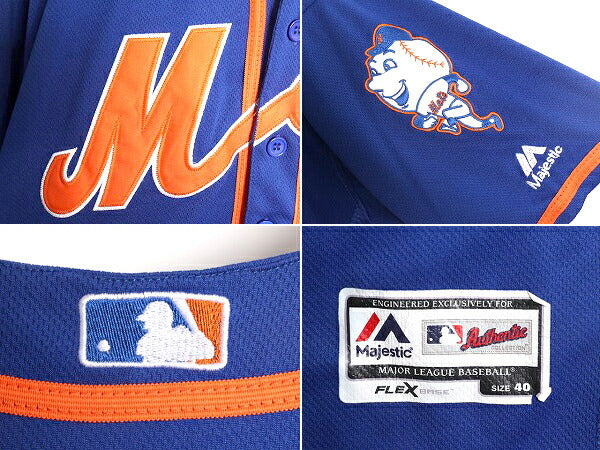 MLB オフィシャル Majestic メッツ ベースボール シャツ メンズ M 程 古着 ユニフォーム ゲームシャツ メジャーリーグ 半袖シャツ 大リーグ