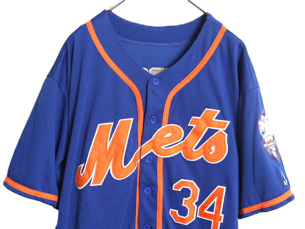 MLB オフィシャル Majestic メッツ ベースボール シャツ メンズ M 程 古着 ユニフォーム ゲームシャツ メジャーリーグ 半袖シャツ 大リーグ