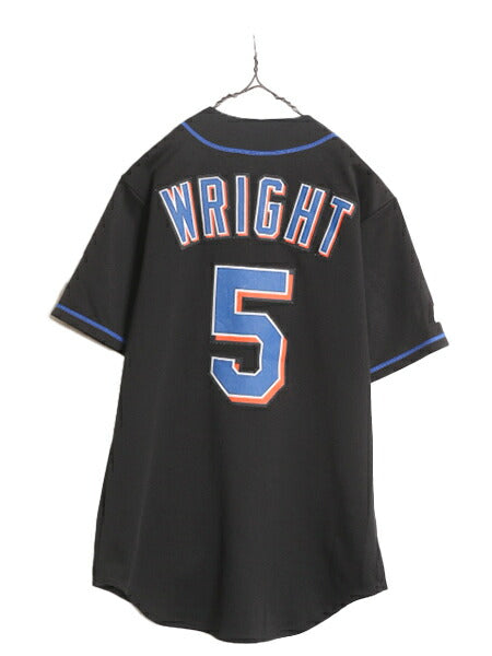 MLB オフィシャル Majestic メッツ ベースボール シャツ メンズ S / ユニフォーム ゲームシャツ メジャーリーグ 半袖シャツ 廃盤 ブラック