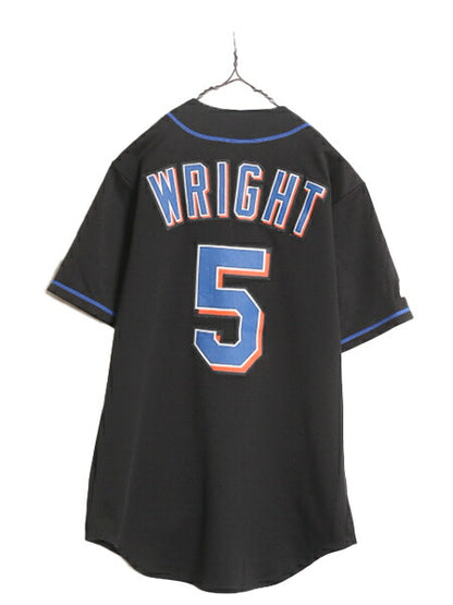 MLB オフィシャル Majestic メッツ ベースボール シャツ メンズ S / ユニフォーム ゲームシャツ メジャーリーグ 半袖シャツ 廃盤 ブラック