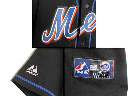 MLB オフィシャル Majestic メッツ ベースボール シャツ メンズ S / ユニフォーム ゲームシャツ メジャーリーグ 半袖シャツ 廃盤 ブラック