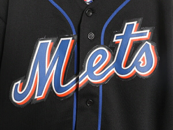 MLB オフィシャル Majestic メッツ ベースボール シャツ メンズ S / ユニフォーム ゲームシャツ メジャーリーグ 半袖シャツ 廃盤 ブラック