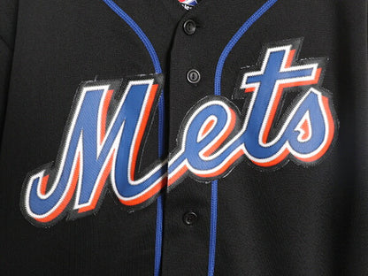 MLB オフィシャル Majestic メッツ ベースボール シャツ メンズ S / ユニフォーム ゲームシャツ メジャーリーグ 半袖シャツ 廃盤 ブラック