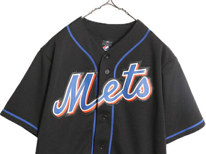 MLB オフィシャル Majestic メッツ ベースボール シャツ メンズ S / ユニフォーム ゲームシャツ メジャーリーグ 半袖シャツ 廃盤 ブラック