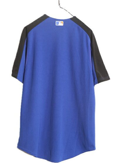 MLB オフィシャル Majestic メッツ ベースボール シャツ メンズ L ユニフォーム ゲームシャツ メジャーリーグ 半袖シャツ 2トーン 大リーグ
