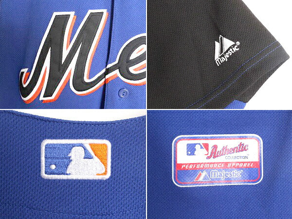 MLB オフィシャル Majestic メッツ ベースボール シャツ メンズ L ユニフォーム ゲームシャツ メジャーリーグ 半袖シャツ 2トーン 大リーグ