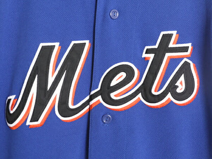 MLB オフィシャル Majestic メッツ ベースボール シャツ メンズ L ユニフォーム ゲームシャツ メジャーリーグ 半袖シャツ 2トーン 大リーグ