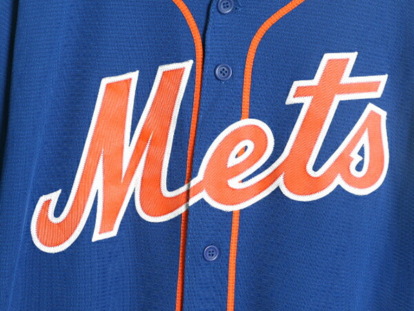 USA製 MLB オフィシャル Majestic メッツ ベースボール シャツ メンズ L 古着 ユニフォーム ゲームシャツ メジャーリーグ 半袖シャツ 野球