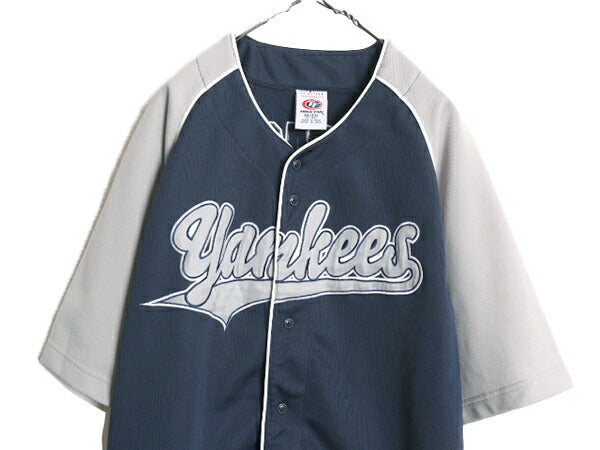 MLB オフィシャル TRUE FAN ニューヨーク ヤンキース 半袖 ベースボール シャツ メンズ XL / ゲームシャツ ユニフォーム 半袖シャツ 重ね着