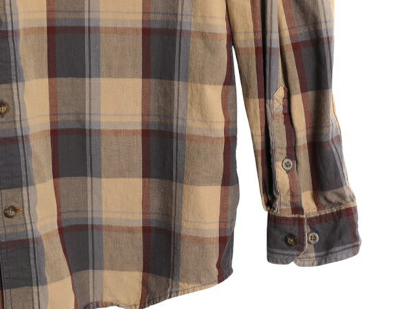 US企画 カーハート チェック ボタンダウン シャンブレー シャツ メンズ L 古着 Carhartt ワーク コットン BD 長袖シャツ ワンポイント 廃盤