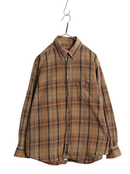 バブアー チェック ヘビー フランネル ボタンダウン シャツ メンズ XL 古着 コットン BD 長袖シャツ ネルシャツ 大きいサイズ マルチカラー