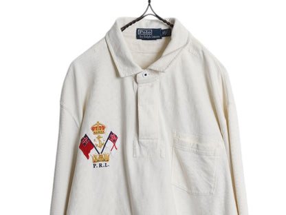 00s ポロ ラルフローレン 長袖 ラガー シャツ メンズ XL オールド ラグビーシャツ 長袖シャツ ヘビーウェイト 大きいサイズ バックプリント