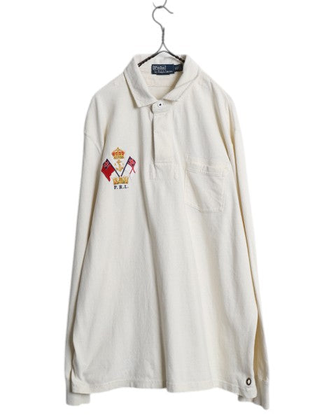 00s ポロ ラルフローレン 長袖 ラガー シャツ メンズ XL オールド ラグビーシャツ 長袖シャツ ヘビーウェイト 大きいサイズ バックプリント