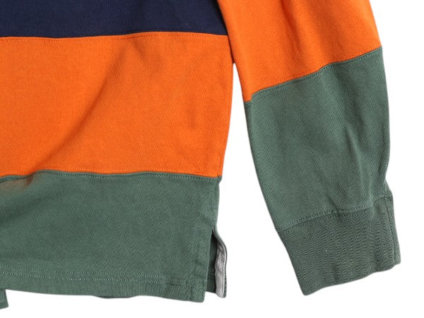 90s ポロ ラルフローレン ボーダー ラガーシャツ メンズ XL 古着 オールド ラグビー 長袖シャツ ヘビーウェイト ワンポイント 大きいサイズ