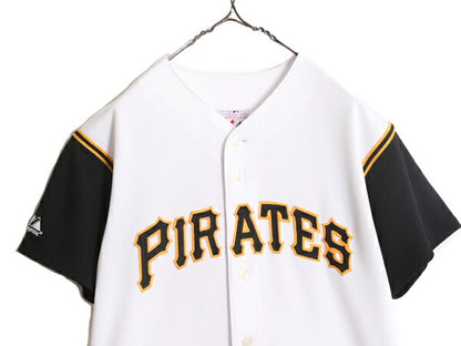 MLB オフィシャル Majestic パイレーツ ベースボール シャツ メンズ M 程 古着 ユニフォーム ゲームシャツ メジャーリーグ 半袖シャツ 野球