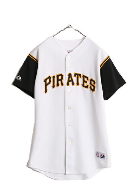 MLB オフィシャル Majestic パイレーツ ベースボール シャツ メンズ M 程 古着 ユニフォーム ゲームシャツ メジャーリーグ 半袖シャツ 野球