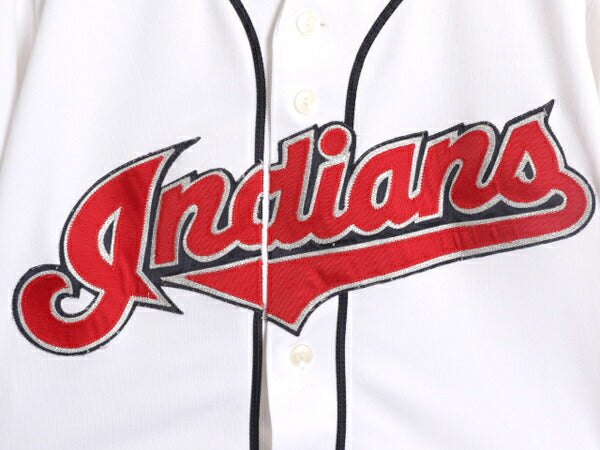 MLB オフィシャル Majestic インディアンズ ベースボール シャツ メンズ M 程/ ユニフォーム ゲームシャツ メジャーリーグ 半袖シャツ 廃盤