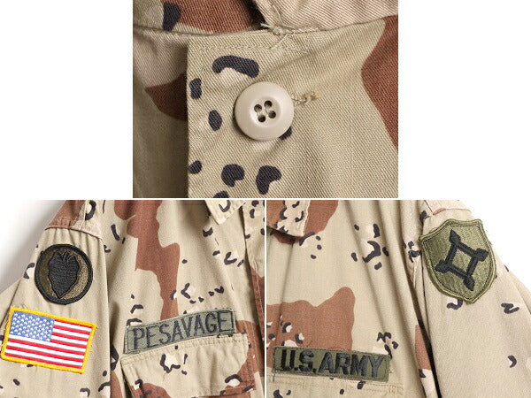 90s 90年製 US ARMY 米軍実物 デザート カモ BDU ミリタリー ジャケット MEDIUM REGULAR / 90年代 オールド アーミー チョコチップ 迷彩 6C