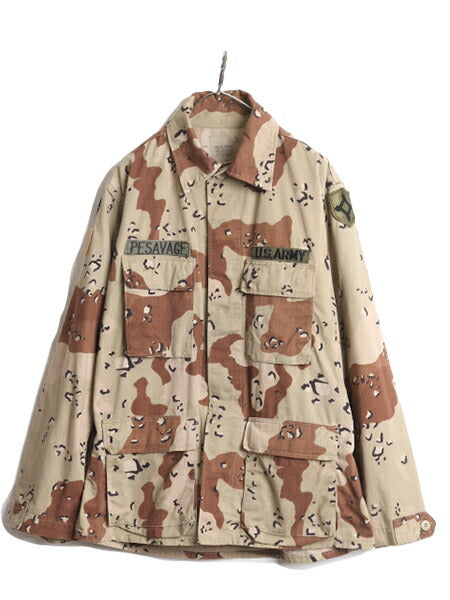 90s 90年製 US ARMY 米軍実物 デザート カモ BDU ミリタリー ジャケット MEDIUM REGULAR / 90年代 オールド アーミー チョコチップ 迷彩 6C