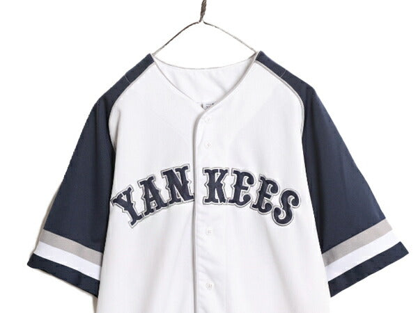 MLB オフィシャル TRUE FAN ヤンキース 半袖 ベースボール シャツ メンズ L / 古着 ゲームシャツ ユニフォーム 半袖シャツ 重ね着 大リーグ
