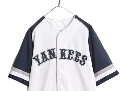 MLB オフィシャル TRUE FAN ヤンキース 半袖 ベースボール シャツ メンズ L / 古着 ゲームシャツ ユニフォーム 半袖シャツ 重ね着 大リーグ
