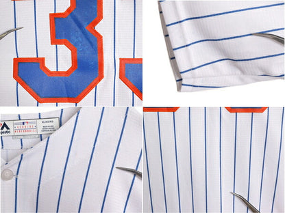 USA製 MLB オフィシャル Majestic メッツ ベースボール シャツ メンズ XL 古着 ユニフォーム ゲームシャツ メジャーリーグ ストライプ 野球