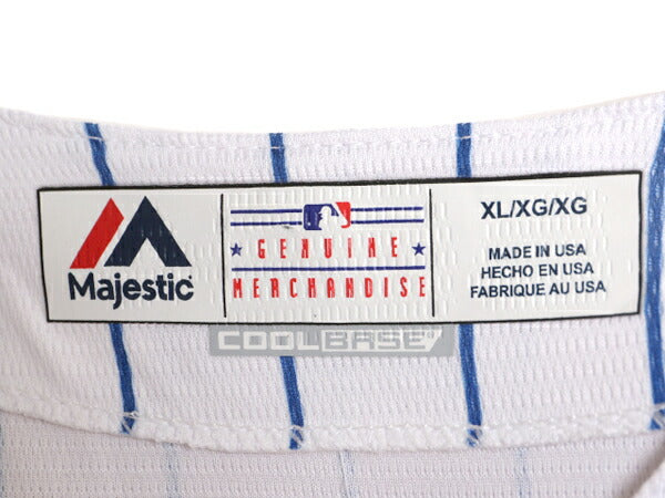 USA製 MLB オフィシャル Majestic メッツ ベースボール シャツ メンズ XL 古着 ユニフォーム ゲームシャツ メジャーリーグ ストライプ 野球