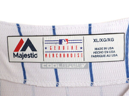USA製 MLB オフィシャル Majestic メッツ ベースボール シャツ メンズ XL 古着 ユニフォーム ゲームシャツ メジャーリーグ ストライプ 野球