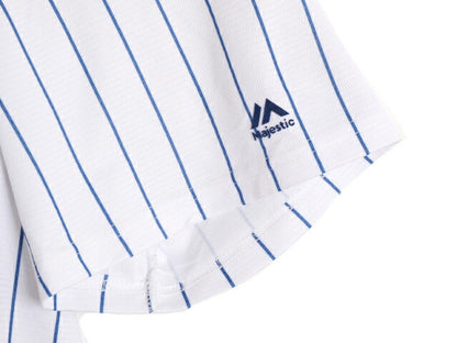 USA製 MLB オフィシャル Majestic メッツ ベースボール シャツ メンズ XL 古着 ユニフォーム ゲームシャツ メジャーリーグ ストライプ 野球