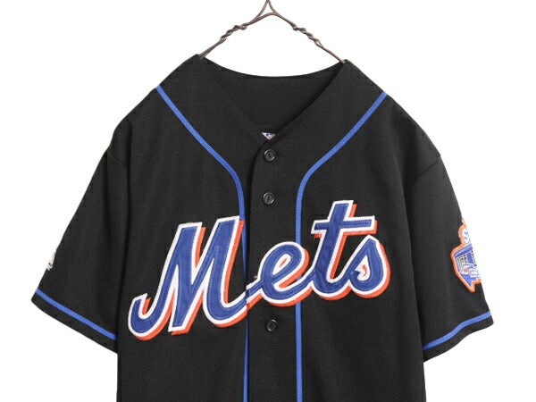 MLB オフィシャル Majestic メッツ ベースボール シャツ メンズ S ユニフォーム ゲームシャツ メジャーリーグ 半袖シャツ 廃盤 大リーグ 黒
