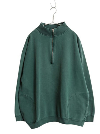 90s オールド ギャップ ハーフジップ スウェット メンズ XL プルオーバー 裏起毛 トレーナー 無地 ポケット付き ハイネック ヘビーウェイト
